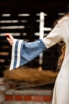 Mittelalter Kleid Dorothea Natur/Blau S