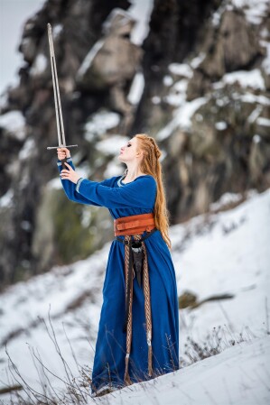 Robe viking "Brigida" Bleu M