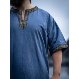Short sleeve tunic with border "Richard" Dove blue