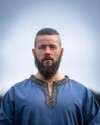 Kurzarmtunika mit Bordüre "Richard" Taubenblau S