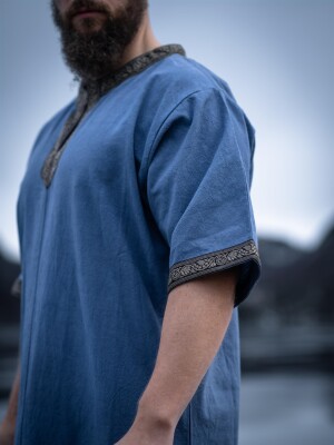 Short sleeve tunic with border "Richard" Dove blue XL