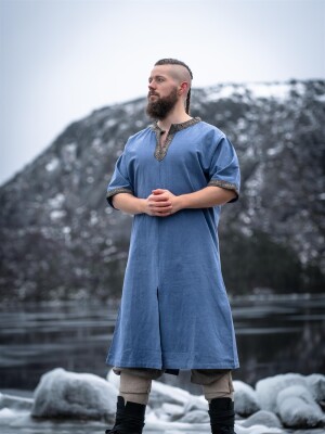 Short sleeve tunic with border "Richard" Dove blue XXL