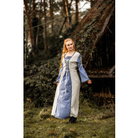 Mittelalter Kleid Amalia Natur/Taubenblau