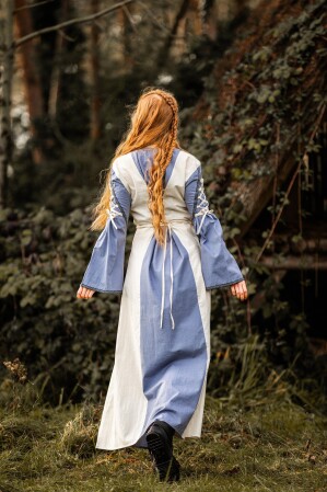 Mittelalter Kleid Amalia Natur/Taubenblau M