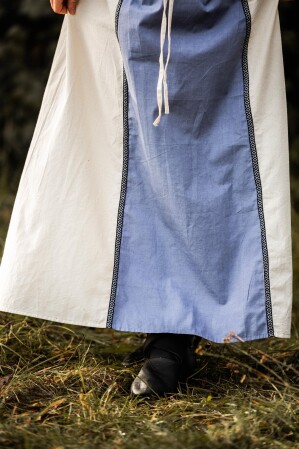 Mittelalter Kleid Amalia Natur/Taubenblau M