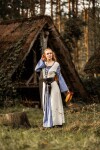Mittelalter Kleid Amalia Natur/Taubenblau M
