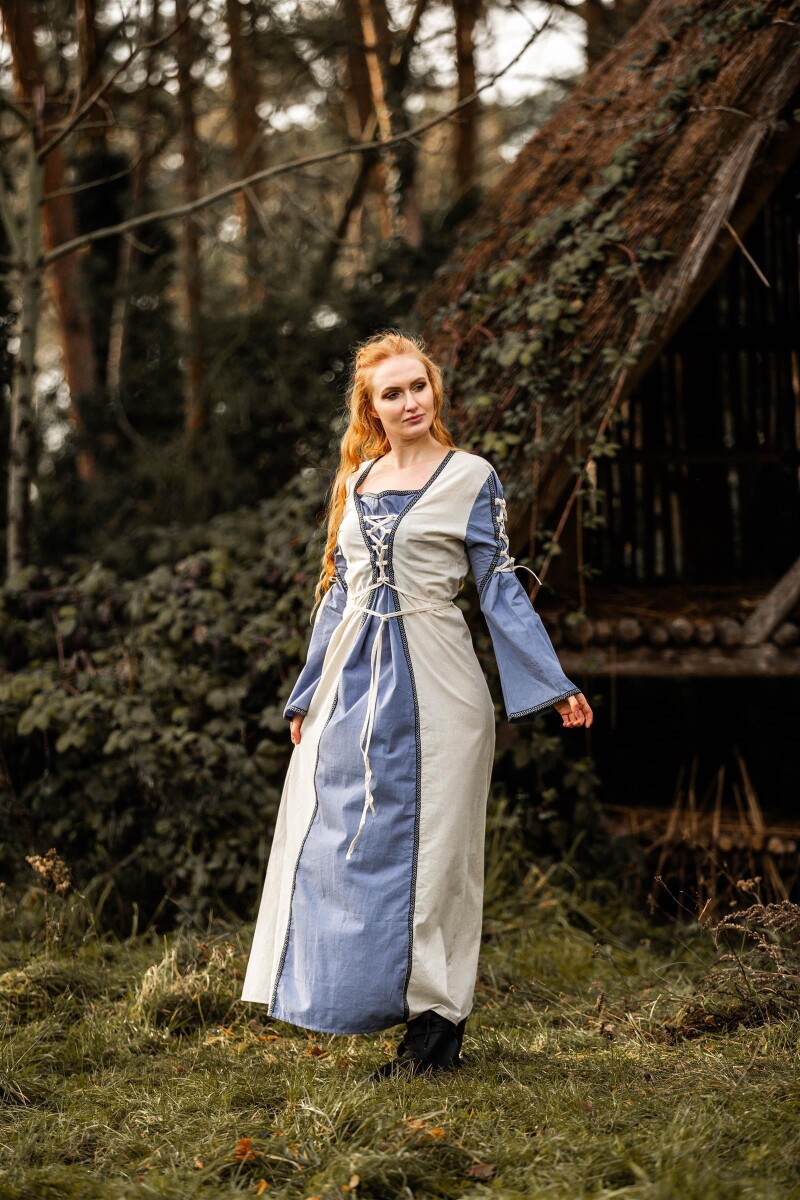 Robe médiévale Amalia Ècru/Bleu S