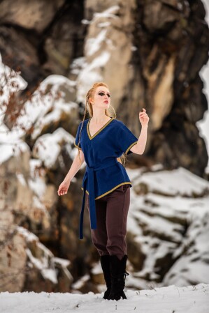 Wikinger Tunika Damen "Matilda" Blau S