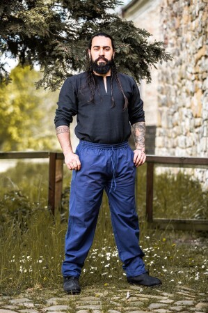 Pantaloni medievali con elastico "Veit" Blu S