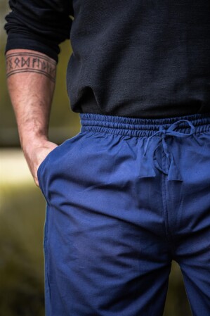Medieval trousers with elastic band "Veit" Blue M