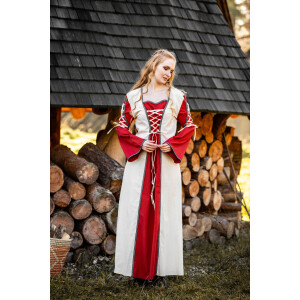 Vestido Medieval Amalia Natural/Rojo
