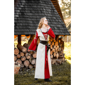 Mittelalter Kleid Amalia Natur/Rot