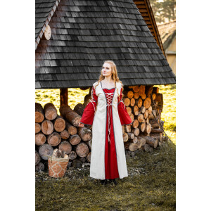 Abito medievale Amalia Naturale/Rosso