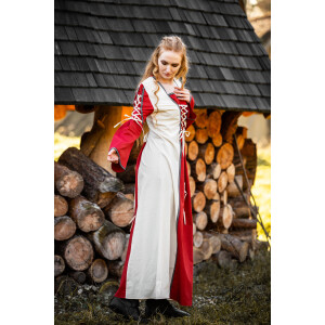 Mittelalter Kleid Amalia Natur/Rot
