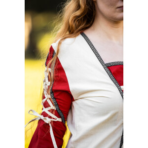 Vestido Medieval Amalia Natural/Rojo