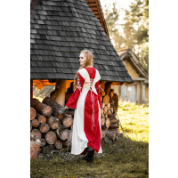 Robe médiévale Amalia Ècru/Rouge