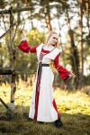 Robe médiévale Amalia Ècru/Rouge M