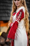 Robe médiévale Amalia Ècru/Rouge M