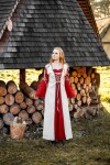 Medieval dress Amalia Natural/Red XXL