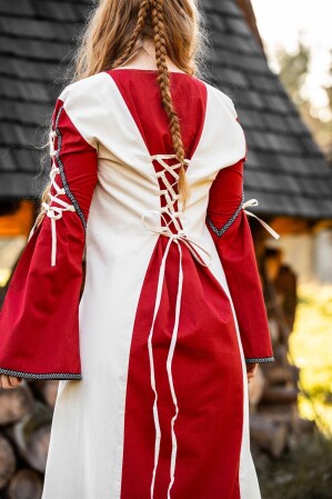 Vestido Medieval Amalia Natural/Rojo XXXL