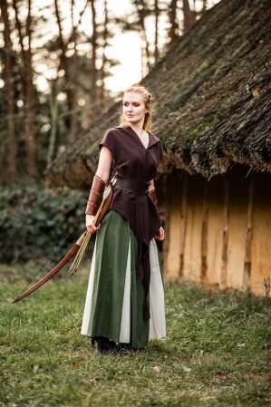 Falda medieval "Isabella" Verde/Natural S/M