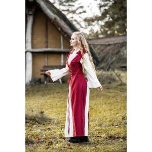 Robe médiévale "Genefe" Rouge/Ècru