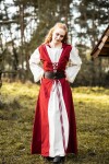Robe médiévale "Genefe" Rouge/Ècru L