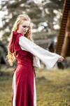 Robe médiévale "Genefe" Rouge/Ècru L