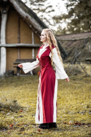 Mittelalter Kleid "Genefe" Rot/Natur S