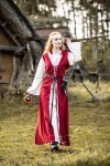 Mittelalter Kleid "Genefe" Rot/Natur S