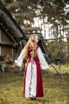 Mittelalter Kleid "Genefe" Rot/Natur XXL