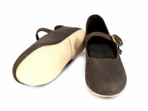 Mittelalter-Damenschuhe  "Cecilie" mit Ledersohle Braun 42