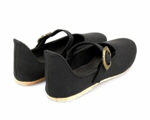 Mittelalter-Damenschuhe  "Cecilie" mit Ledersohle Schwarz 42