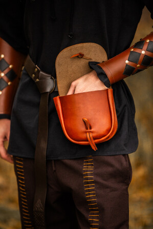 Mittelalter Leder Tasche "Tilo" Cognac
