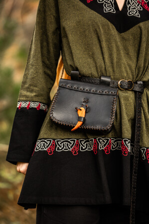 Mittelalter Leder Gürteltasche "Volmar" Schwarz