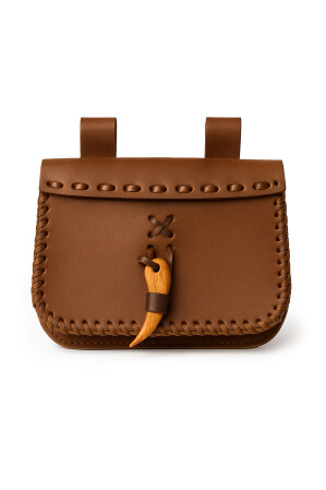 Mittelalter Leder Gürteltasche "Volmar" Braun
