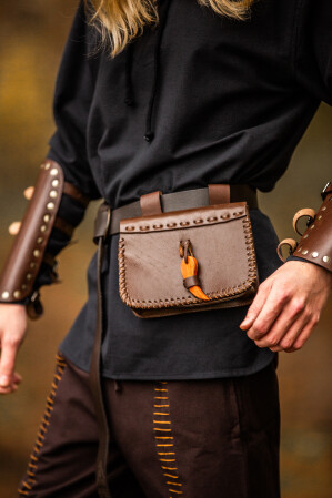 Mittelalter Leder Gürteltasche "Volmar" Braun