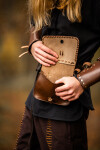 Mittelalter Leder Gürteltasche "Volmar" Braun