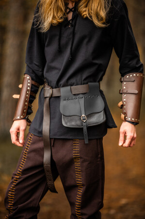 Mittelalter Leder Gürteltasche "Albrecht" Schwarz