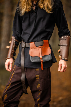 Mittelalter Leder Gürteltasche "Albrecht" Braun/Schwarz