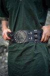 Keltischer Leder Kampfgürtel "Bedran" Breitgürtel Schwarz 90 cm