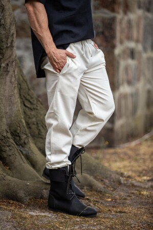 Pantalon médiéval avec élastique "Veit" Ècru M