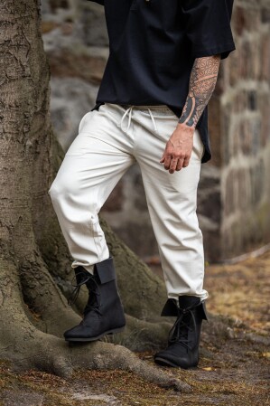 Pantalon médiéval avec élastique "Veit" Ècru M